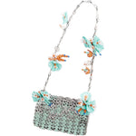 BORSA A SPALLA Nano bicolor 1969 con fiori in argento Rabanne - donna 