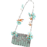 BORSA A SPALLA Nano bicolor 1969 con fiori in argento Rabanne - donna 