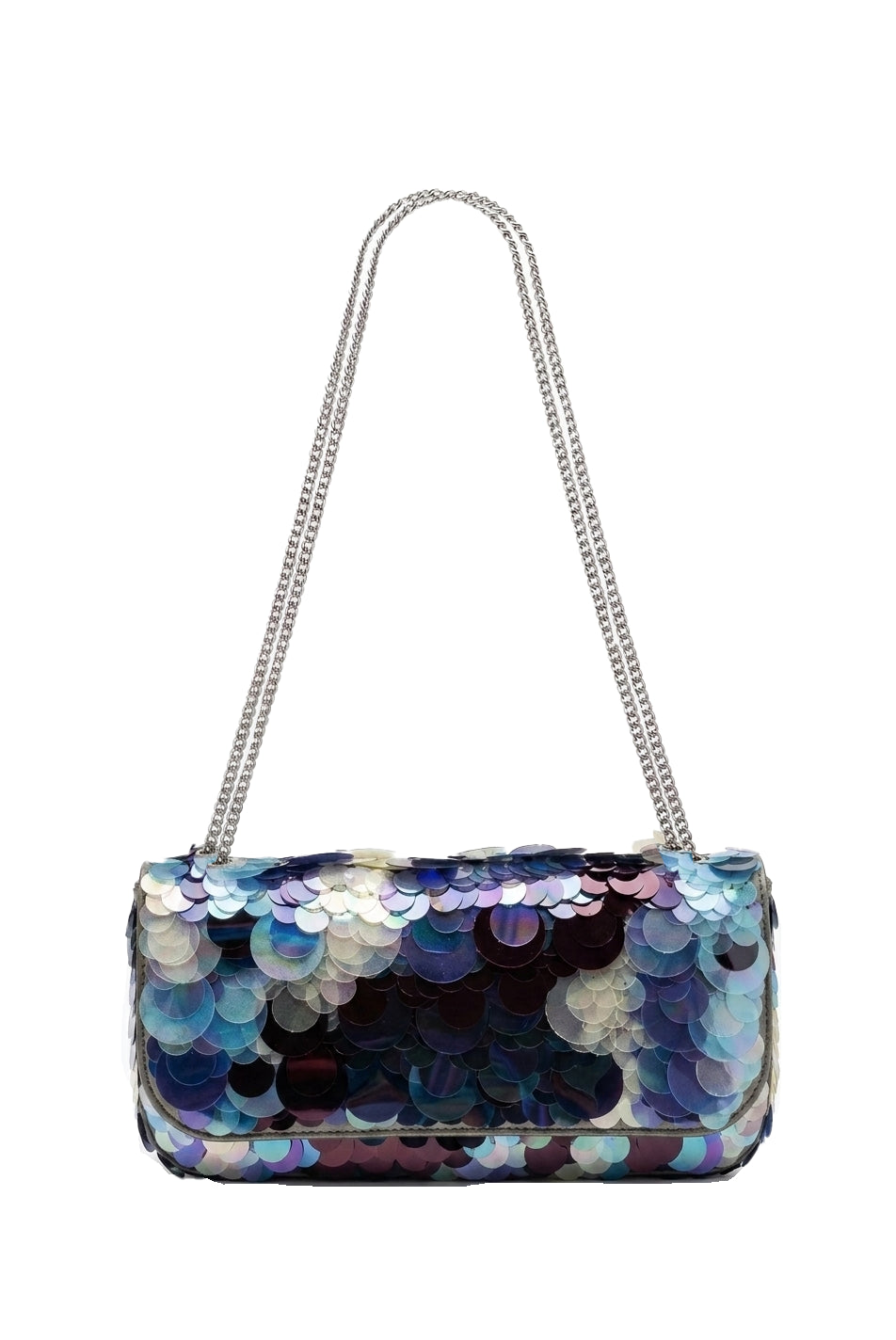 Borsa a spalla con paillettes multicolore 