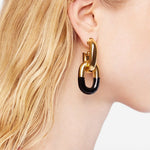 Orecchini XL in oro e nero Rabanne - donna 