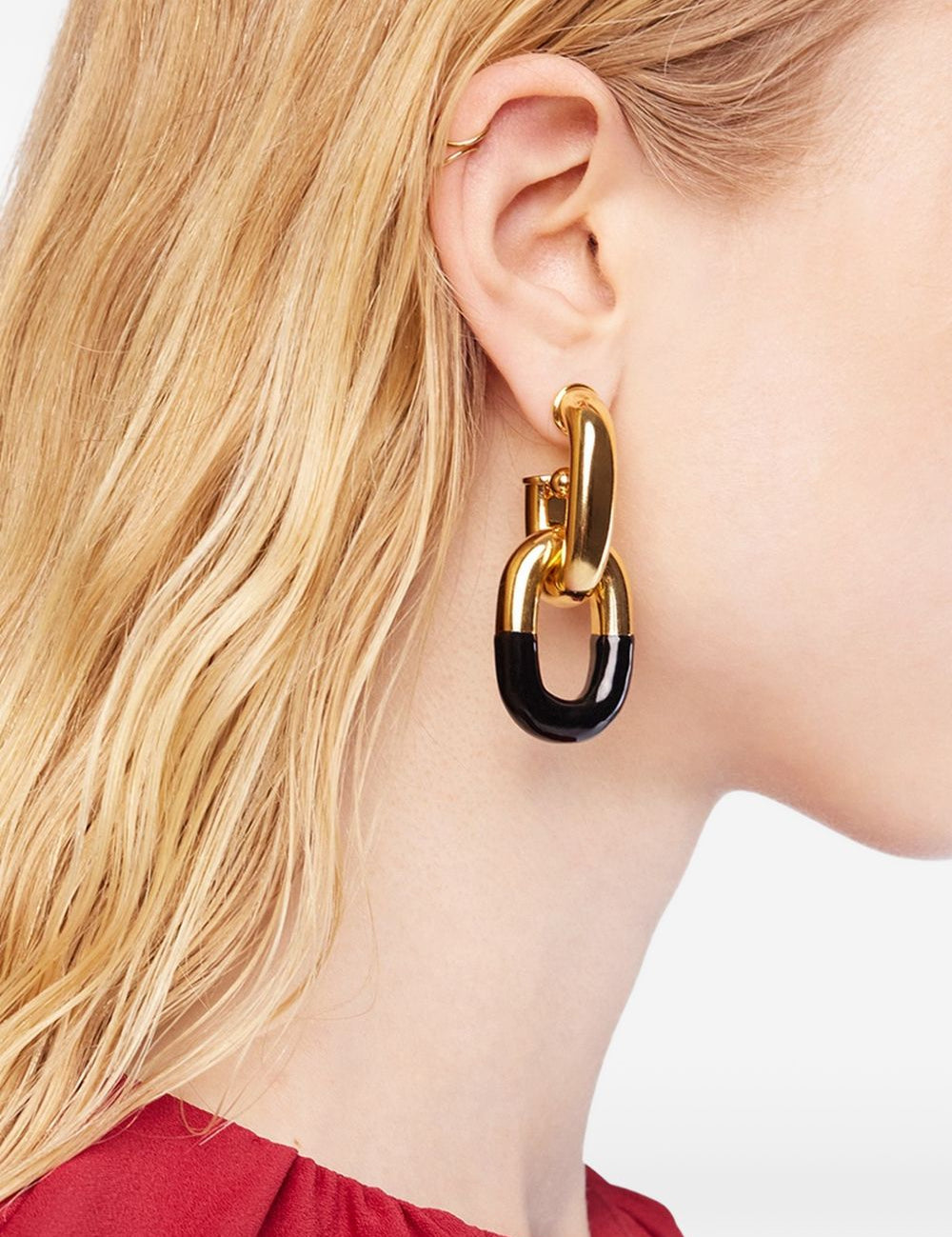 Orecchini XL in oro e nero Rabanne - donna 