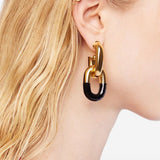 Orecchini XL in oro e nero Rabanne - donna 