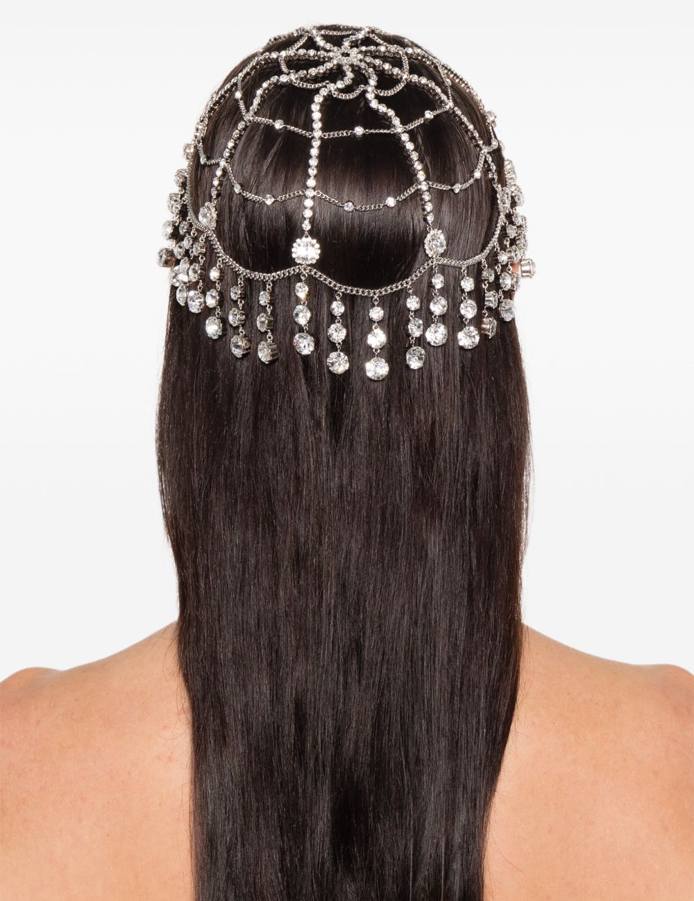 Copricapo con catena di cristallo in argento Rabanne - donna 