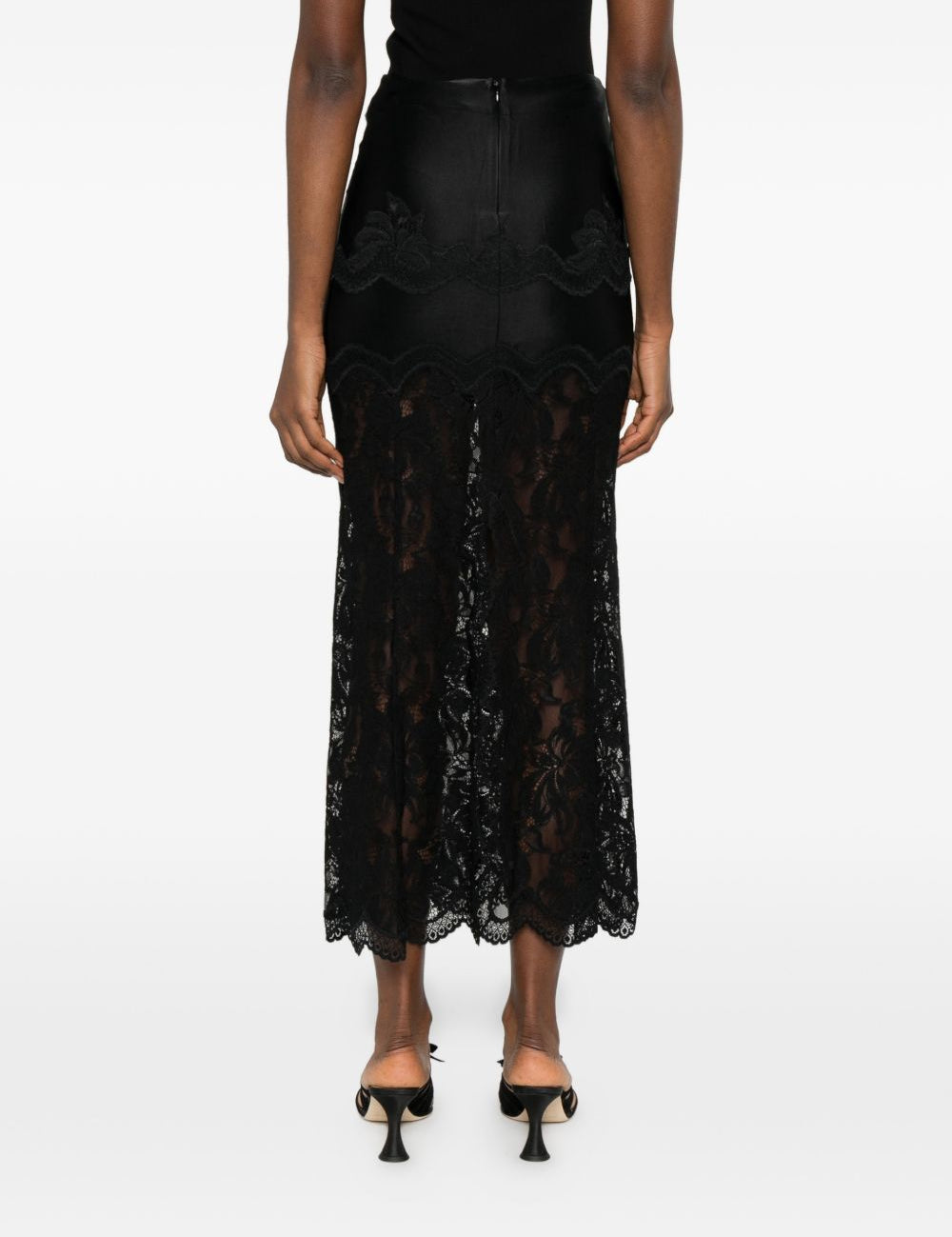 Gonna lunga dettaglio in pizzo nero Rabanne - donna 