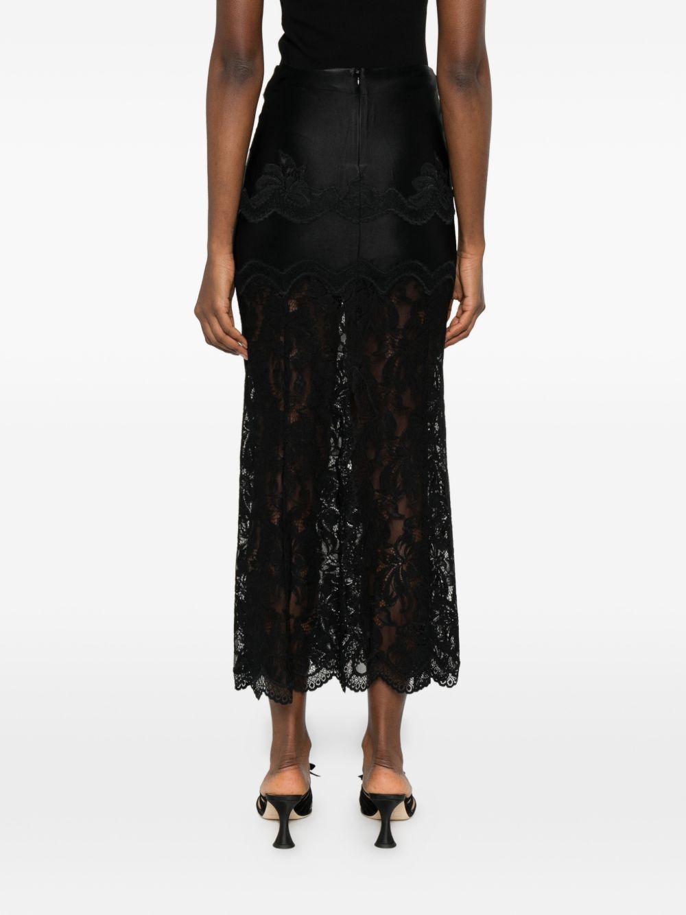 Gonna lunga dettaglio in pizzo nero Rabanne - donna 