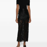 Gonna lunga dettaglio in pizzo nero Rabanne - donna 