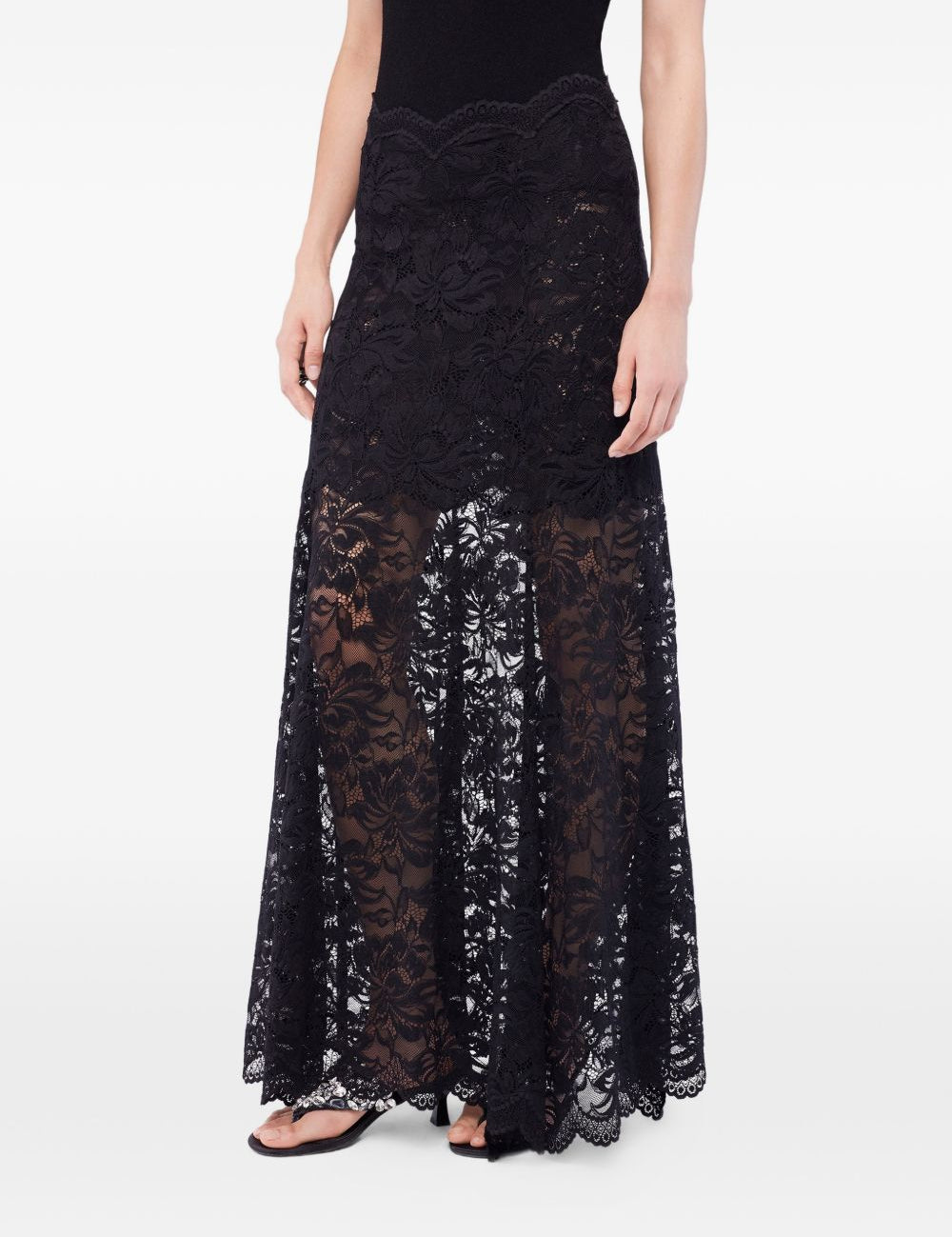 Gonna lunga in pizzo nero Rabanne - donna 