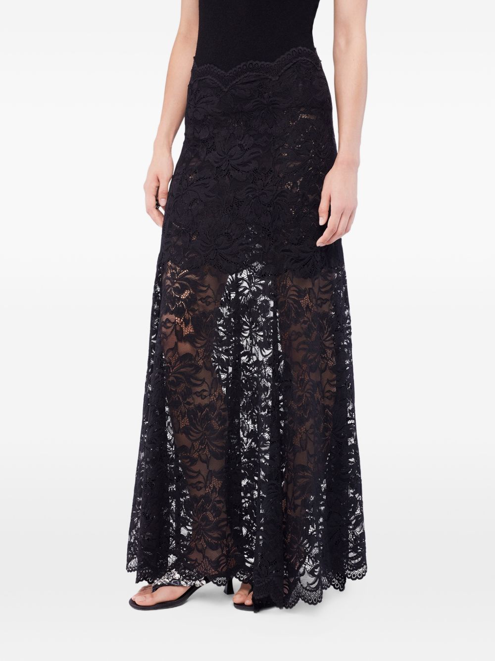 Gonna lunga in pizzo nero Rabanne - donna 
