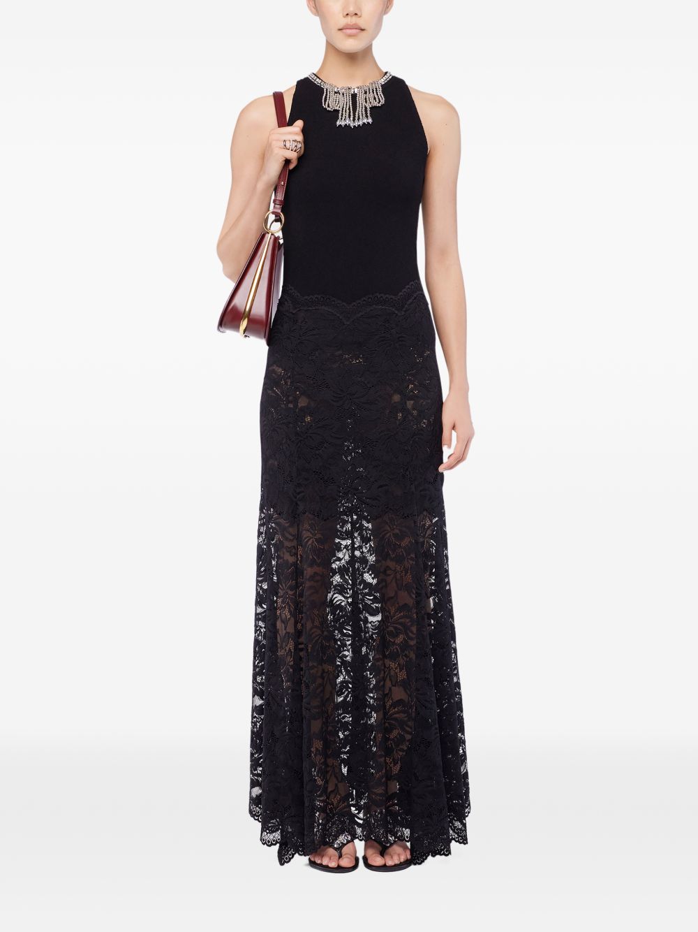 Gonna lunga in pizzo nero Rabanne - donna 