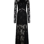 Abito lungo in pizzo nero Rabanne - donna 