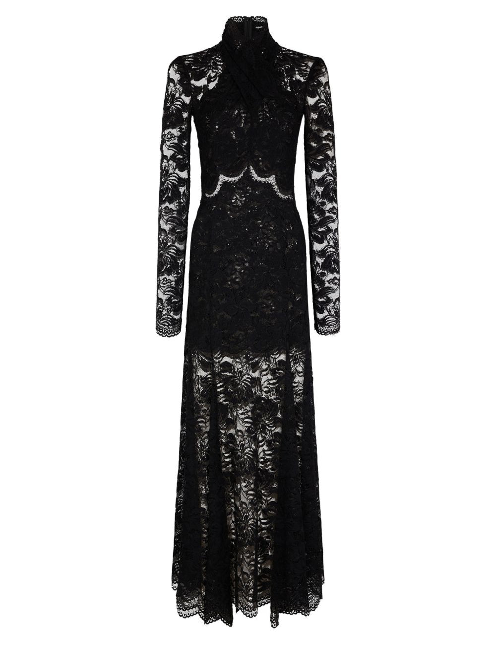 Abito lungo in pizzo nero Rabanne - donna 