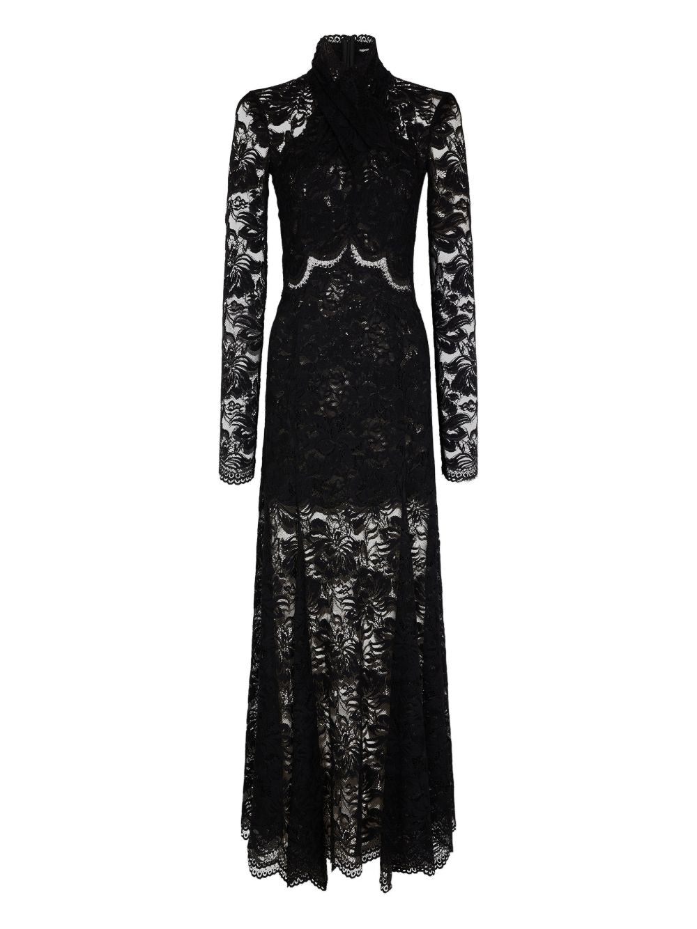 Abito lungo in pizzo nero Rabanne - donna 