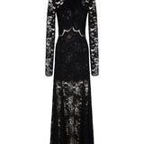 Abito lungo in pizzo nero Rabanne - donna 