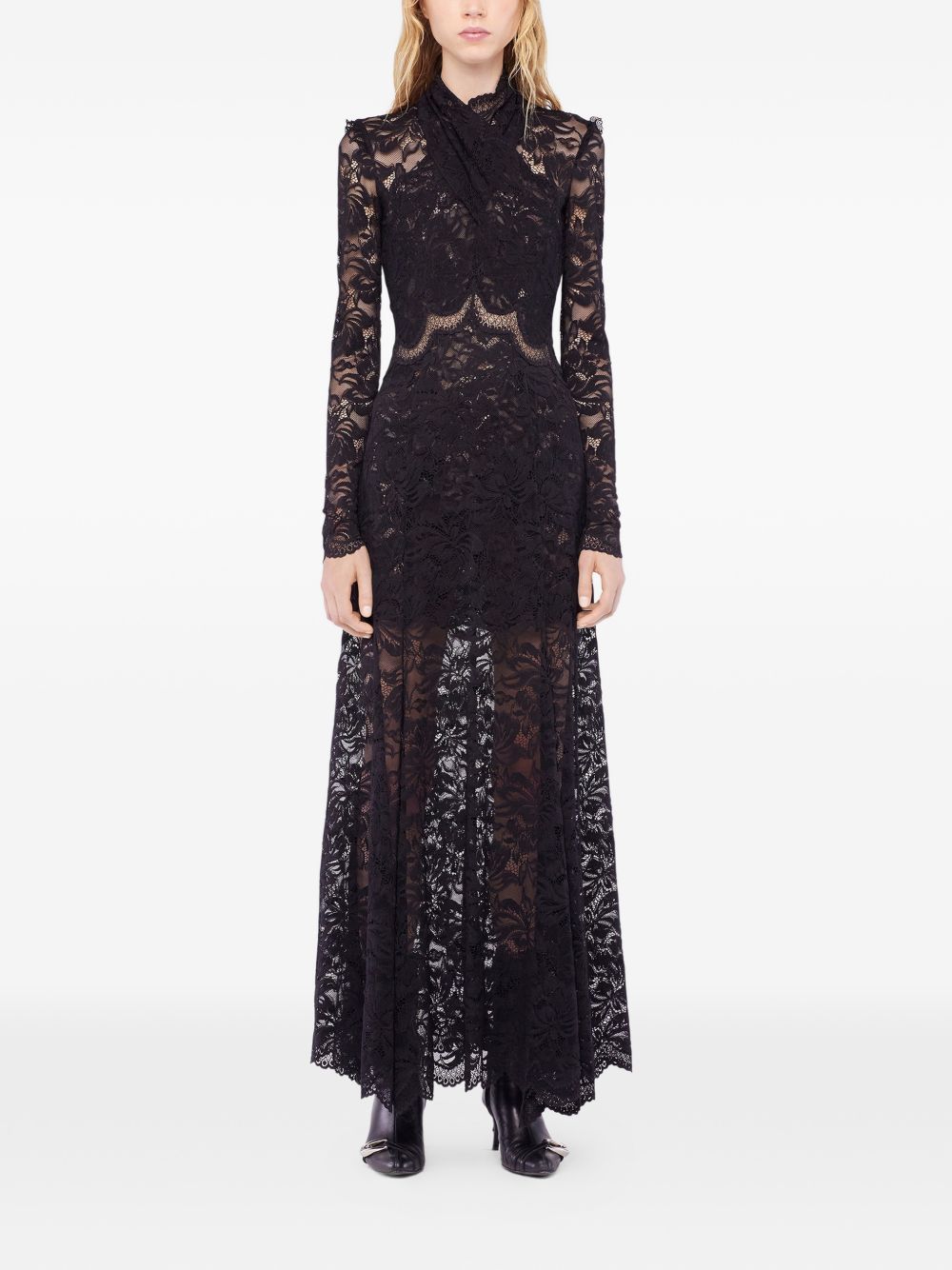 Abito lungo in pizzo nero Rabanne - donna 