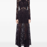 Abito lungo in pizzo nero Rabanne - donna 