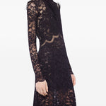Abito lungo in pizzo nero Rabanne - donna 