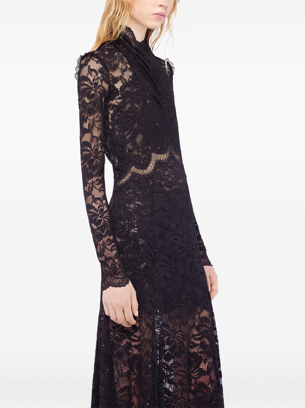 Abito lungo in pizzo nero Rabanne - donna 