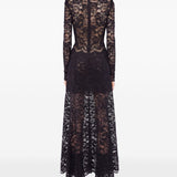 Abito lungo in pizzo nero Rabanne - donna 