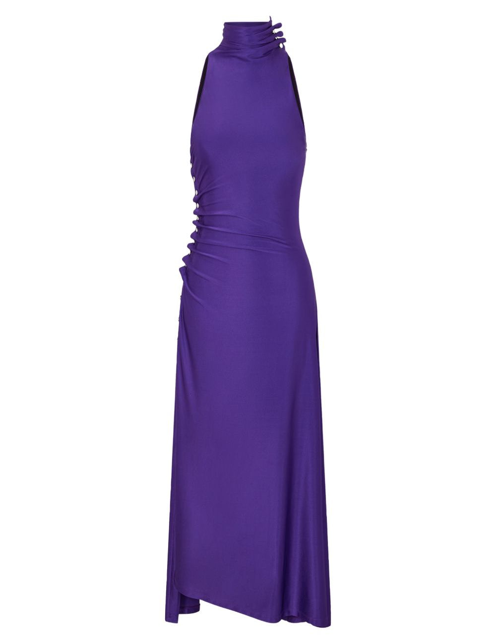 Abito midi con drappeggio in viola Rabanne - donna 