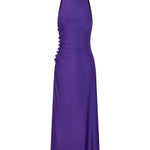 Abito midi con drappeggio in viola Rabanne - donna 