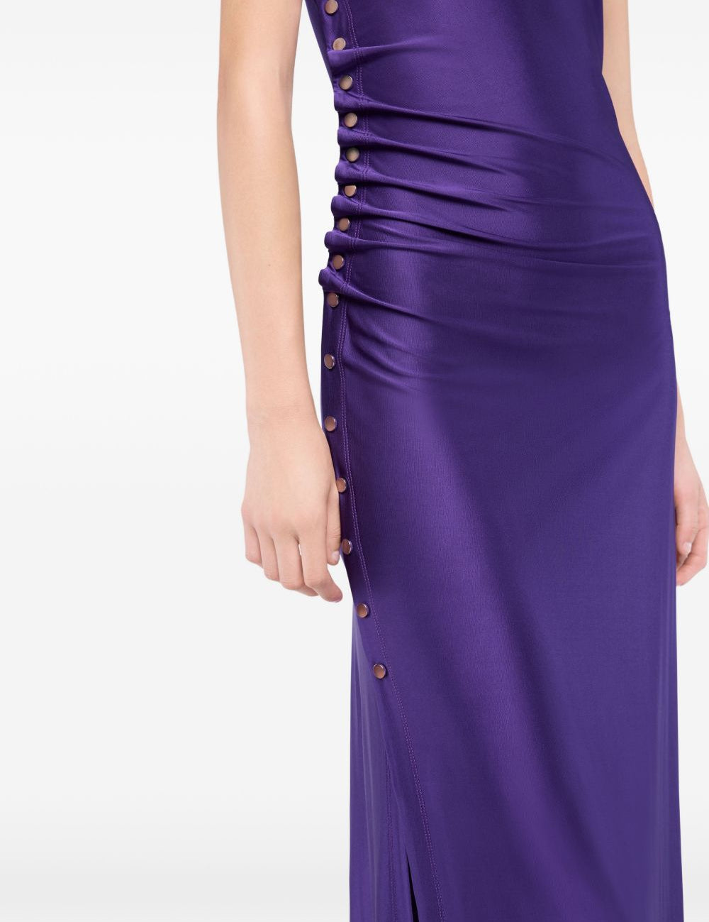 Abito midi con drappeggio in viola Rabanne - donna 
