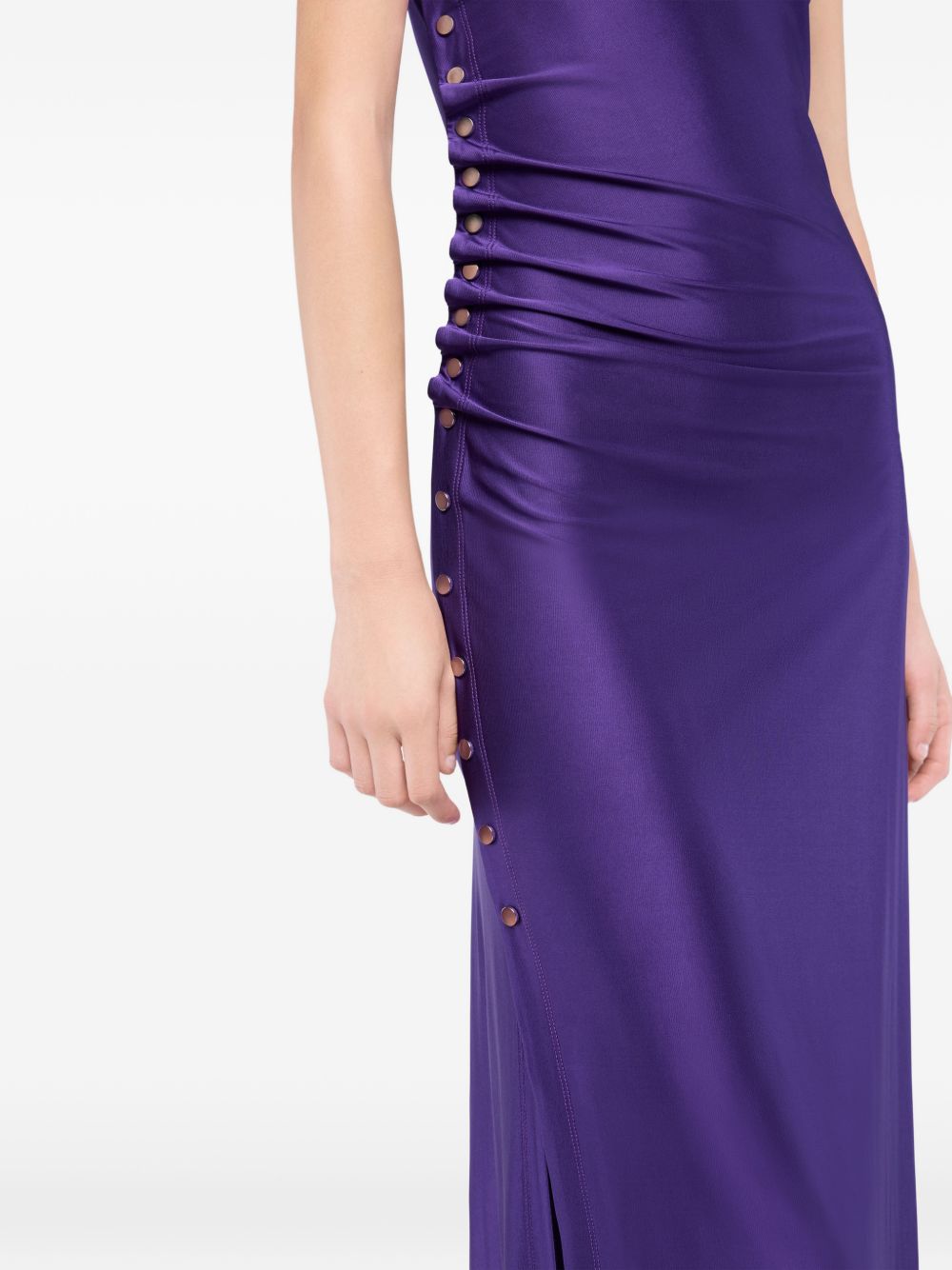 Abito midi con drappeggio in viola Rabanne - donna 