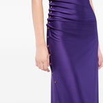 Abito midi con drappeggio in viola Rabanne - donna 