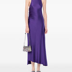 Abito midi con drappeggio in viola Rabanne - donna 