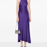 Abito midi con drappeggio in viola Rabanne - donna 
