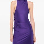 Abito midi con drappeggio in viola Rabanne - donna 