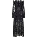 Abito in pizzo con paillettes in nero Rabanne - donna 