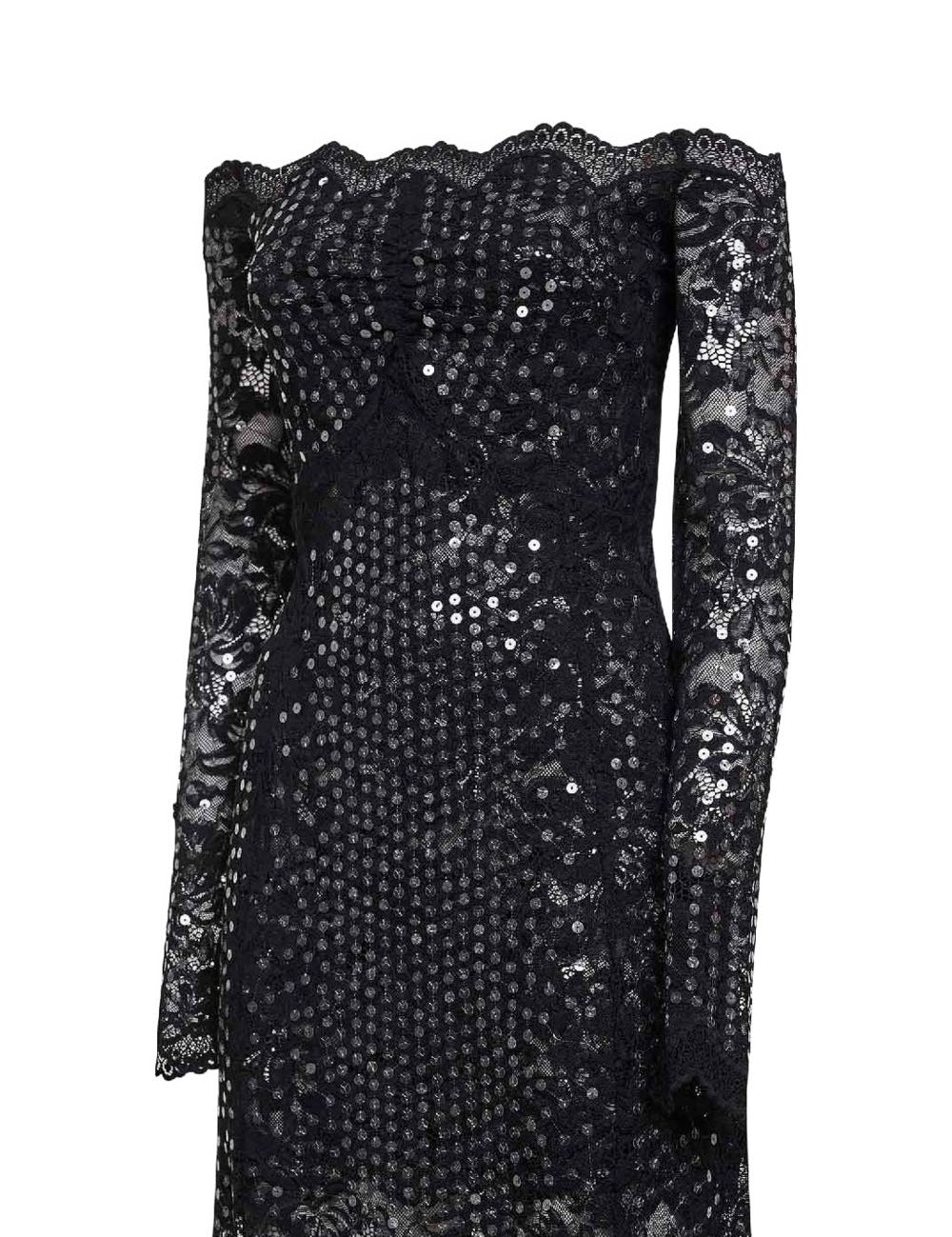 Abito in pizzo con paillettes in nero Rabanne - donna 
