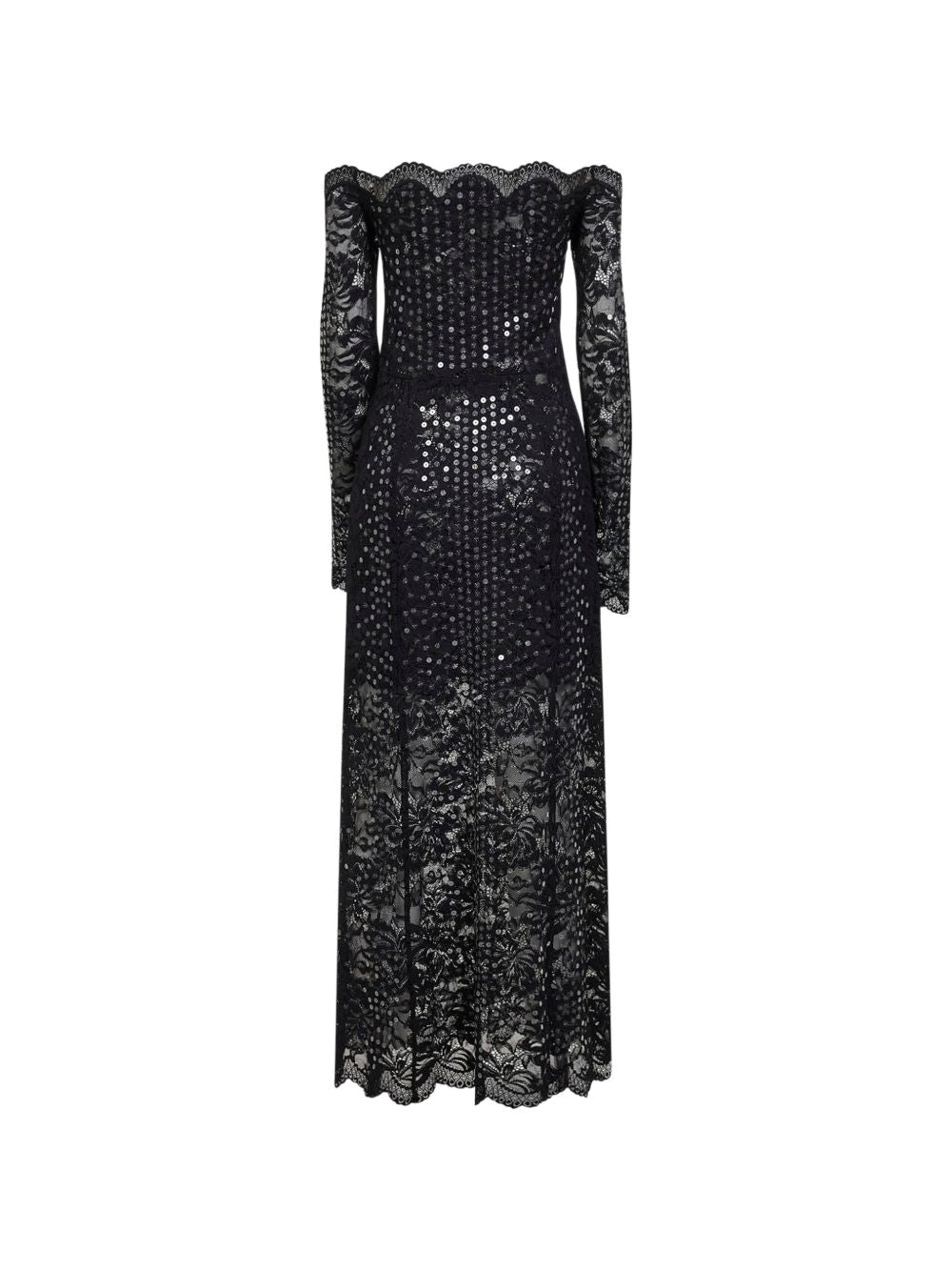 Abito in pizzo con paillettes in nero Rabanne - donna 
