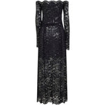 Abito in pizzo con paillettes in nero Rabanne - donna 