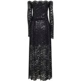 Abito in pizzo con paillettes in nero Rabanne - donna 