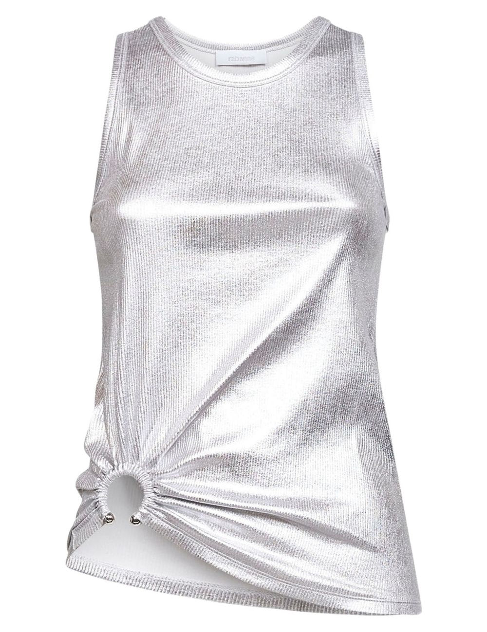 Top con orlo asmmetrico in argento Rabanne - donna 