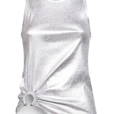 Top con orlo asmmetrico in argento Rabanne - donna 