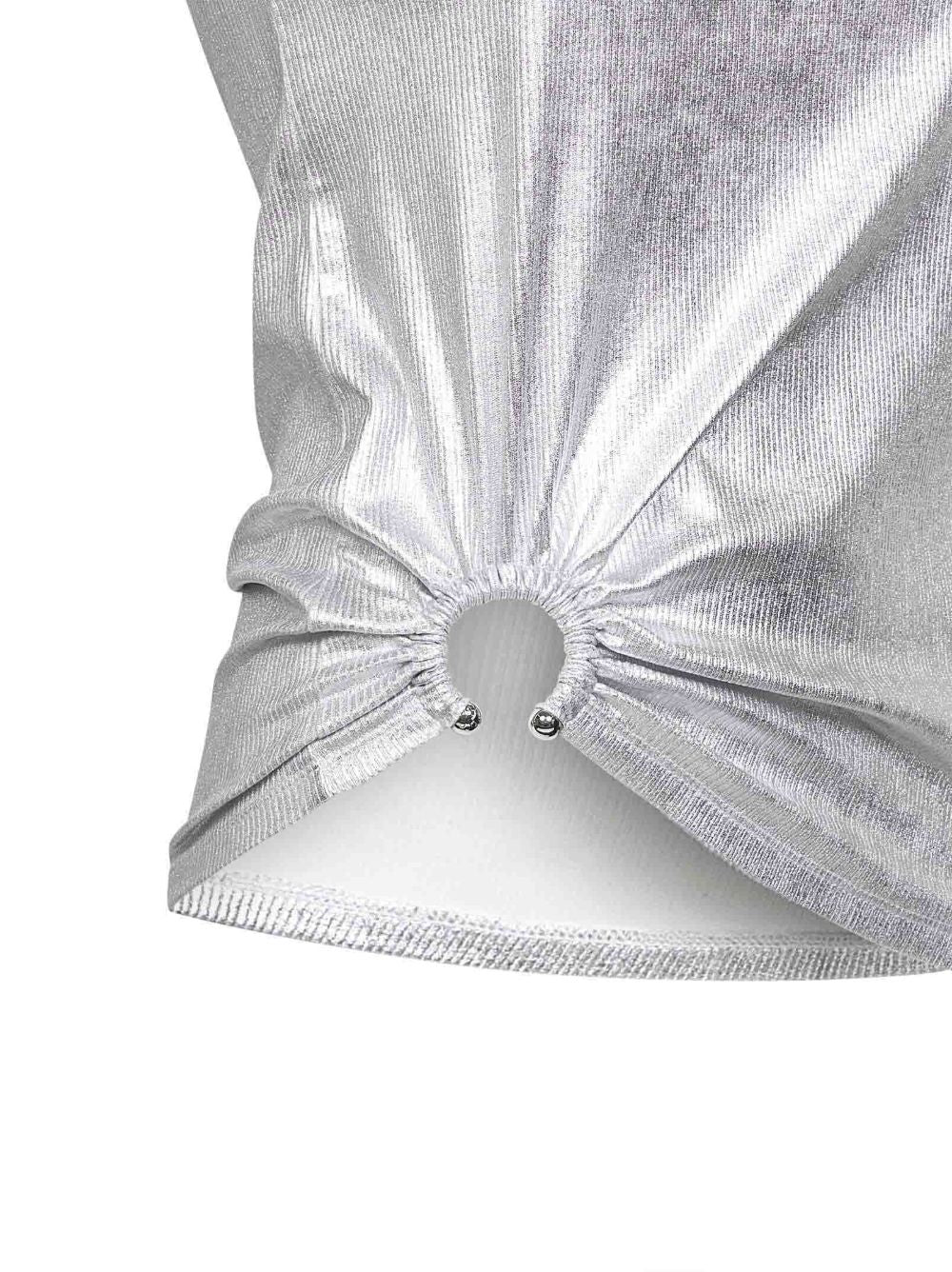 Top con orlo asmmetrico in argento Rabanne - donna 