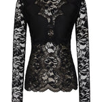 Blusa in pizzo con cut-out nero Rabanne - donna 