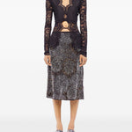 Blusa in pizzo con cut-out nero Rabanne - donna 