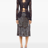 Blusa in pizzo con cut-out nero Rabanne - donna 