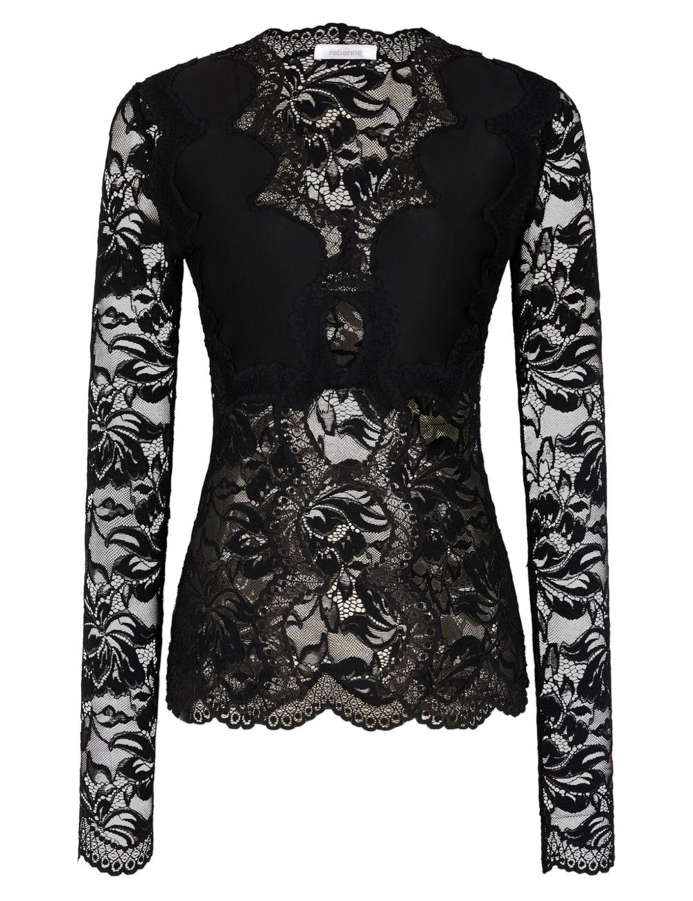 Blusa in pizzo con cut-out nero Rabanne - donna 