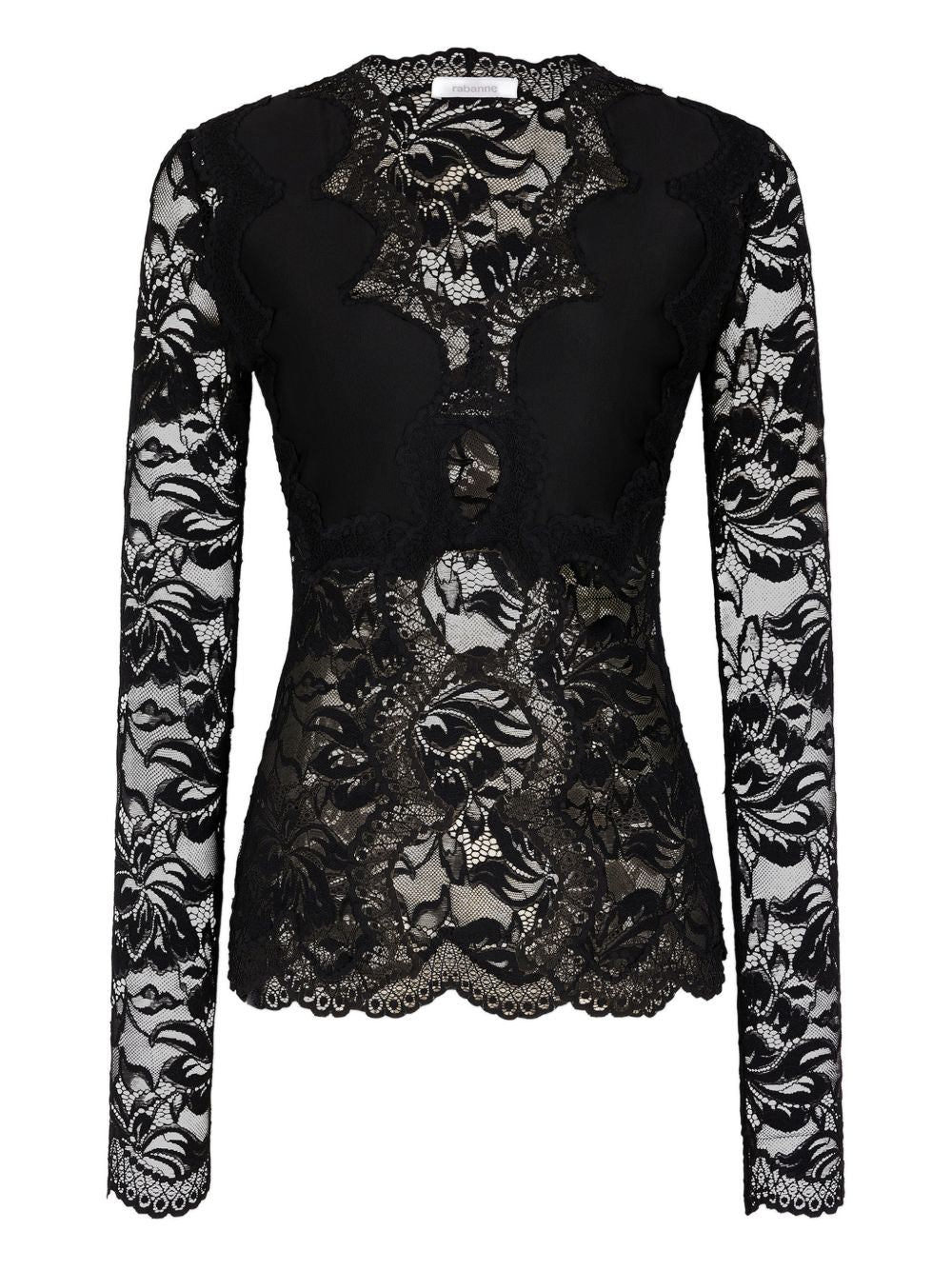 Blusa in pizzo con cut-out nero Rabanne - donna 