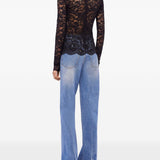 Blusa in pizzo con incrocio nero Rabanne - donna 
