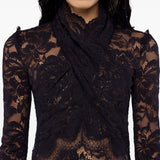 Blusa in pizzo con incrocio nero Rabanne - donna 