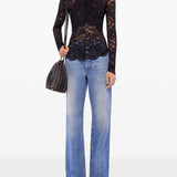 Blusa in pizzo con incrocio nero Rabanne - donna 
