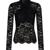 Blusa in pizzo con incrocio nero Rabanne - donna 