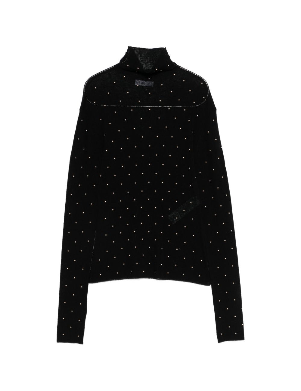 Maglione a collo alto con borchie in nero Rabanne - donna 