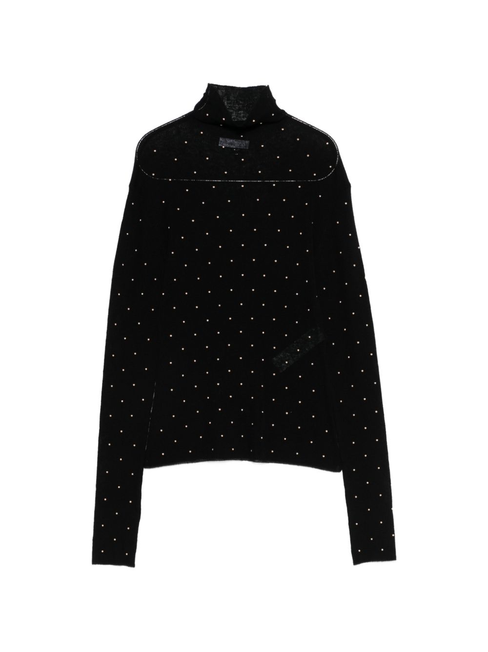 Maglione a collo alto con borchie in nero Rabanne - donna 