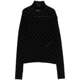 Maglione a collo alto con borchie in nero Rabanne - donna 